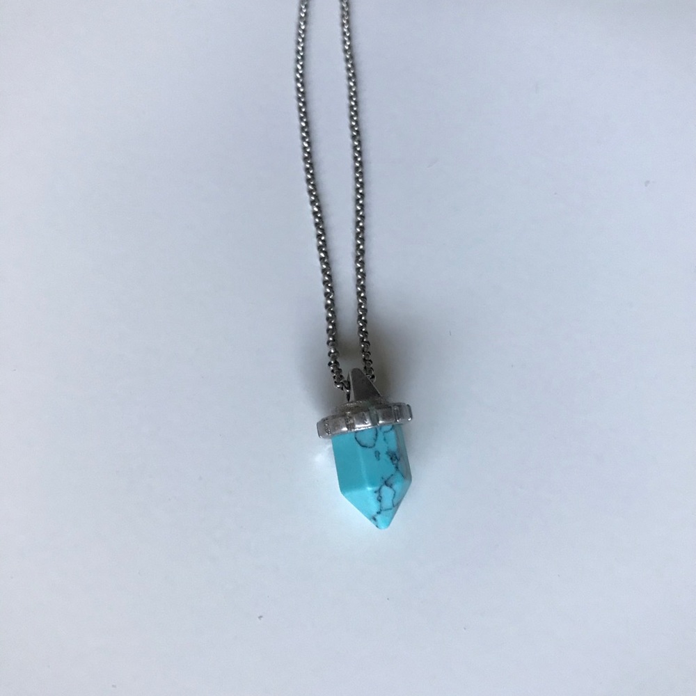 Madewell Silver Turquoise Stone Necklace
